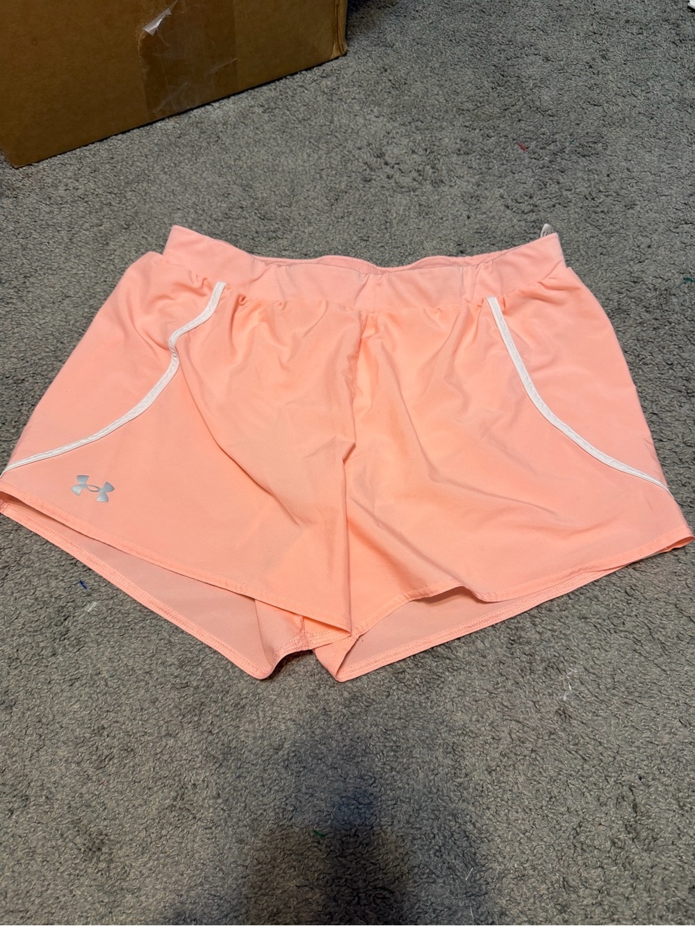 Under Armour Peach Women’s Athletic Shorts with White Trim